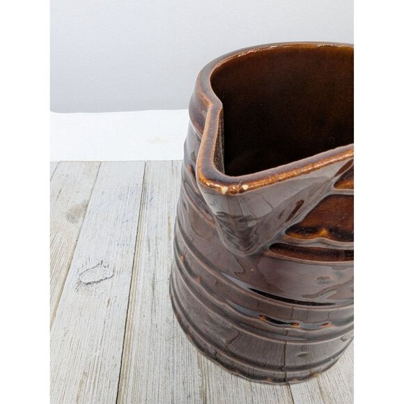Marcrest 6 Inch Tall Daisy Dot Marcrest Pitcher Dark Brown Stoneware Vintage - Picture 5 of 7